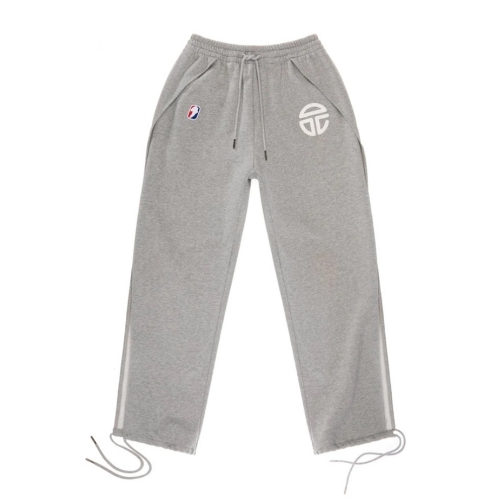 Telfar Performance Graphic Print Gray Pull-On Baggy Sweatpants Split Sides Logo